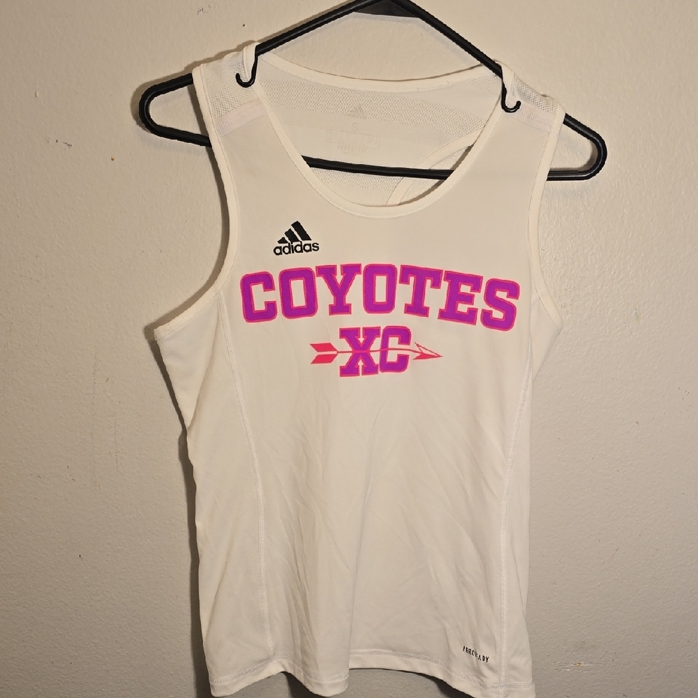 Adidas White Tank Top with Pink Graphic
